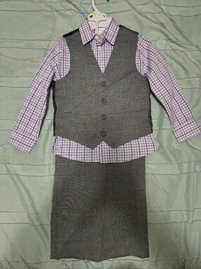 Boys dress suit. Grey and purple, 4t